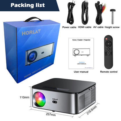 HORLAT 26000Lumens LCD projecteur 8K Support 1080P natif Android double bande Wifi 6 mise au point automatique Keystone bureau Home cinéma