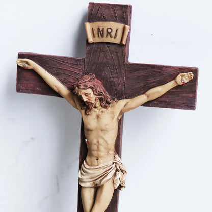Statue de croix de jésus-Christ Crucifix en résine, cadeaux parfaits pour voiture, maison, décoration de chapelle, collective