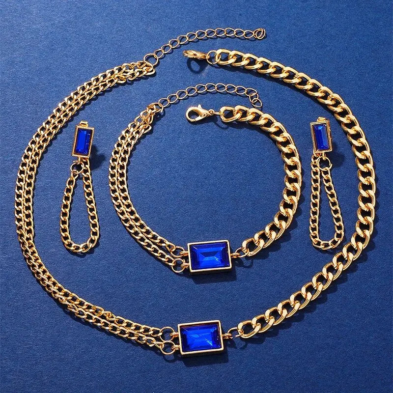 montre-bracelet à quartz femmes montres bleu classique Simple femme ensemble de bijoux