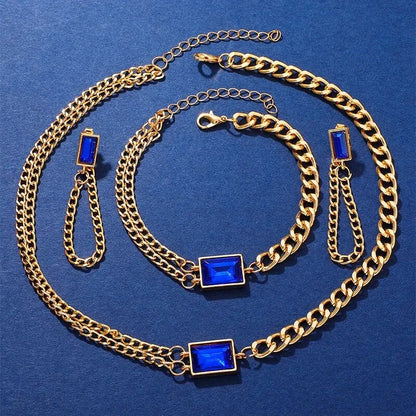 montre-bracelet à quartz femmes montres bleu classique Simple femme ensemble de bijoux