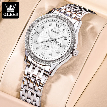OLEVS-Montre à quartz étanche pour femme, montre-bracelet, calendrier, haute qualité, design élégant, luxe, tendance, original