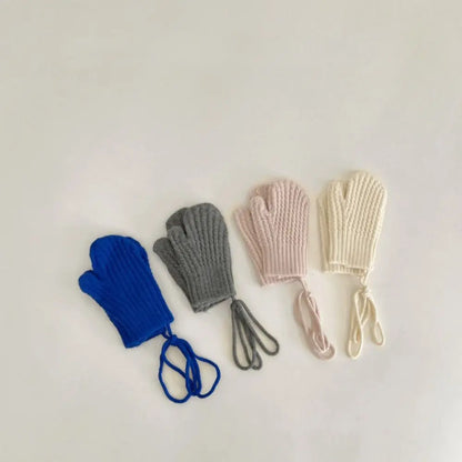 Gants en tricot résistants au froid pour enfants, mitaines chaudes, gants à laçage décontractés, document solide, automne, hiver, nouveau