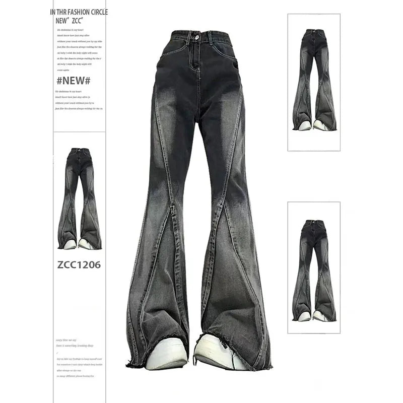 Jean droit taille haute vintage américain pour femme, denim baggy décontracté, surintendant ser, pantalon large Y2K, style grunge High Street, 2024