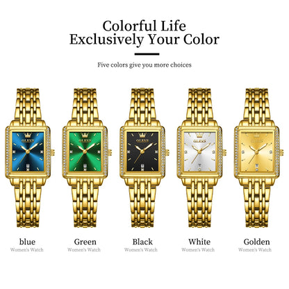 OLEVS-Montre à Quartz de Luxe pour Femme, Cadran Carré, Acier Inoxydable, Étanche, Qualité Supérieure,