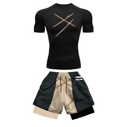 2025 Costume de sport de compression imprimé à la mode Vêtements d'été Costume athlétique pour hommes - Élégant Fitness Running Ensemble deux pièces décontracté