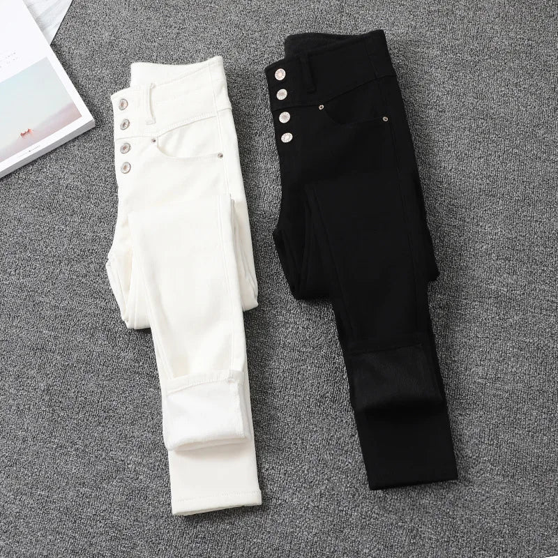 Jean crayon taille haute pour femme, pantalon en denim blanc skinny, leggings coréens, grande taille 34, Vaqueros commandés, Kot Pantolon, décontracté, nouveau