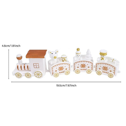 Mini train de sapin de Noël peint en bois et plastique, décorations de Noël, fête de festival, ornement de table de Noël