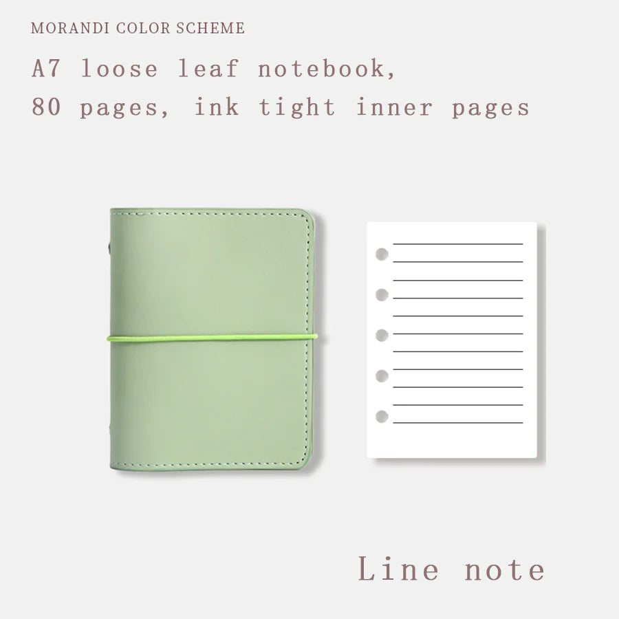 Cahier A7 à Feuilles Mobiles en Cuir Souple,