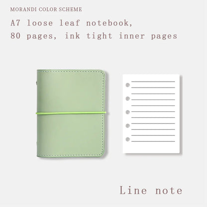 Cahier A7 à Feuilles Mobiles en Cuir Souple,