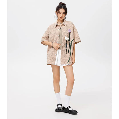 Chemises à manches courtes pour hommes et femmes, chemisier vintage, streetwear décontracté, vêtements Y2K, été