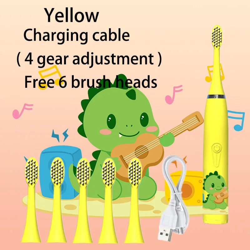 Enfants brosse à dents électrique sonique dessin animé enfants avec remplacer la tête de brosse à dents brosse à dents électrique Ultra sonique tête de brosse sonique