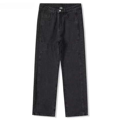 Ensemble 3 pièces rétro pour hommes et femmes, veste ample en cuir Pu coréen, jean droit, chemises blanches à manches longues, ensembles de costumes décontractés de rue