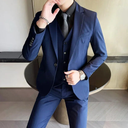 S-9XL nouveau (Blazer + gilet + pantalon) hommes d'affaires de mode Gentleman professionnel robe formelle Version coréenne robe de Banquet costume 6XL