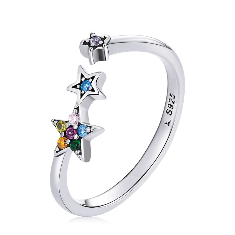 WOSTU-Bagues ajustables en argent regardé 925 pour femme, bijoux originaux empilables, taille ouverte
