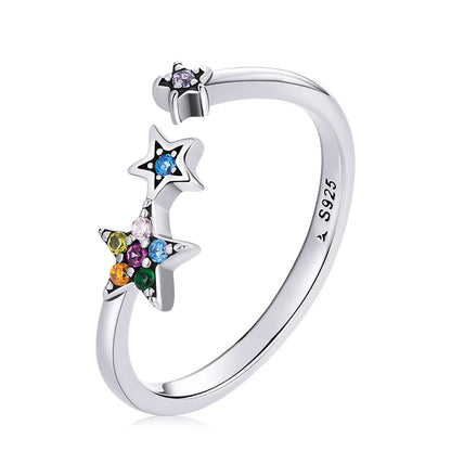 WOSTU-Bagues ajustables en argent regardé 925 pour femme, bijoux originaux empilables, taille ouverte