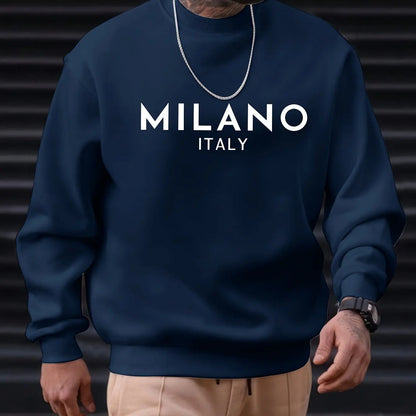 Sweat-shirt à manches longues et col rond pour homme, ample et décontracté, imprimé MILANO ITALIA, à la mode, automne et hiver
