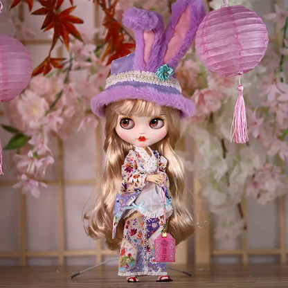 Vêtements kimono de poupée Blyth faits à la main, vêtements de poupée Blyth OB22 24, oreilles de lapin, robe de princesse pour Ymy Licca Azones Ob24 Ob27 Fr