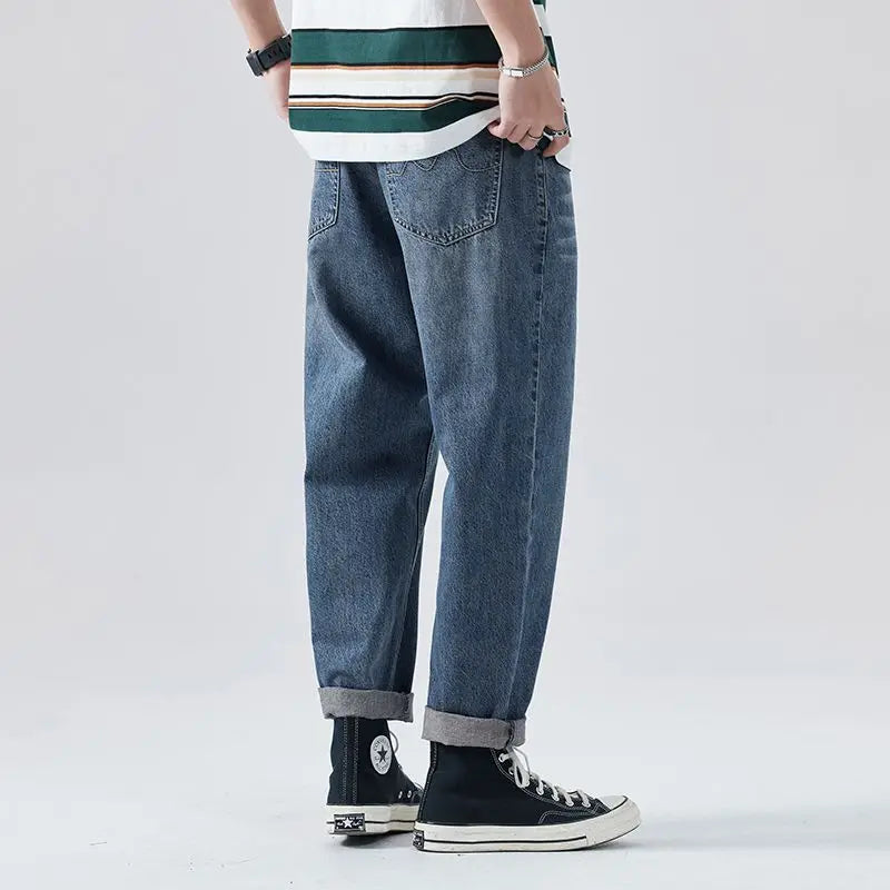 2025 nouveaux hommes d'été mince jean lâche conique décontracté rétro eau mâle coréen pantalon à la mode Streetwear hommes jean pantalon