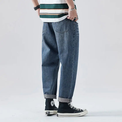 2025 nouveaux hommes d'été mince jean lâche conique décontracté rétro eau mâle coréen pantalon à la mode Streetwear hommes jean pantalon