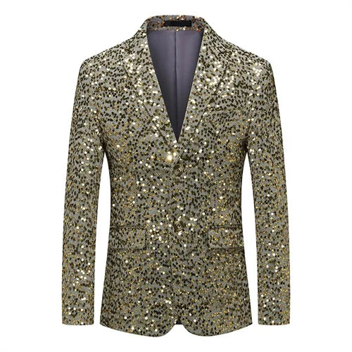 Veste à paillettes pour hommes, blazer à sequins imbibés d'or et d'argent, mode d'affaires, manteau unique, coupe couvertes, robe de soirée de Rh, printemps, automne, nouveau