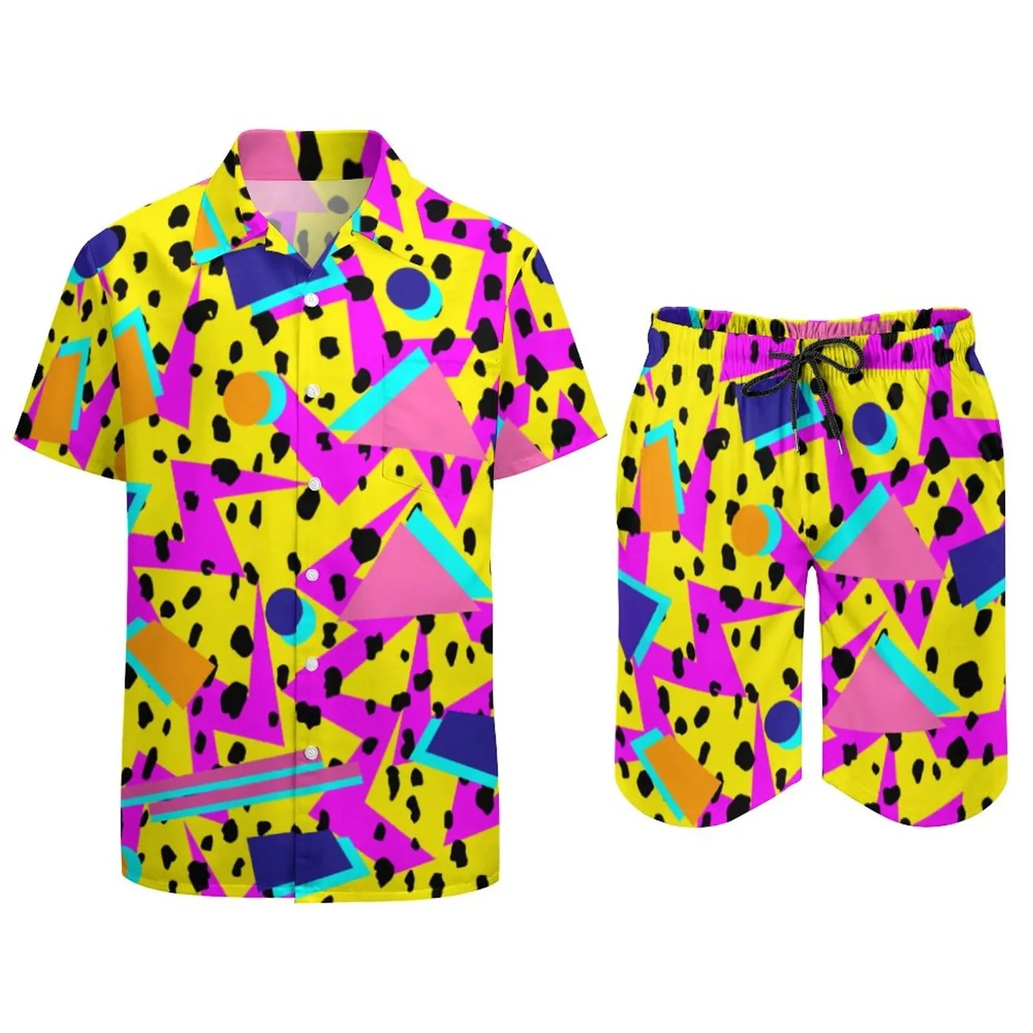 Ensemble champignon magique psychédélique pour hommes, chemise décontractée imprimée en 3D, short de plage surdimensionné, ensemble 2 pièces, costumes hawaïens pour vacances