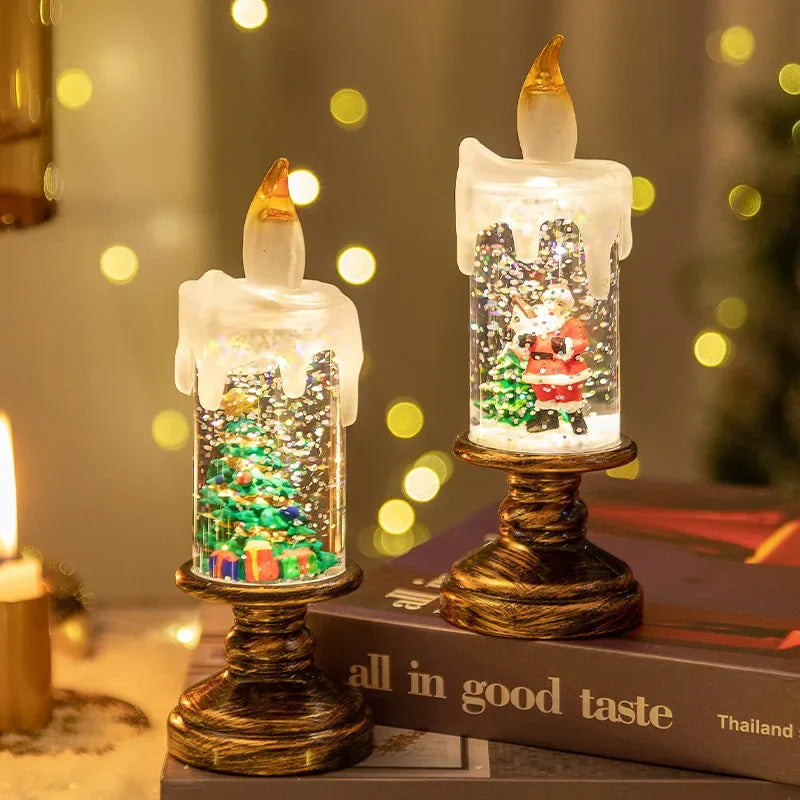 Décorations de Noël chaudes, lampe à vent, bougie ci-après, boule de cristal, lumières, flocon de neige, boîte à musique, cadeau de Noël, scène de Gand
