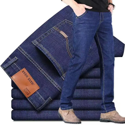 Été élastique hommes jean mode gris confortable affaires droite Stretch coton décontracté Denim pantalon marque mâle mince pantalon