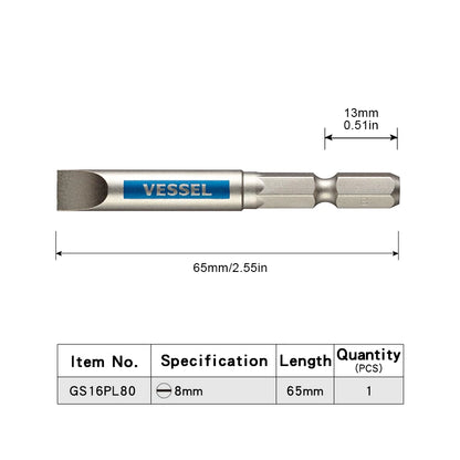 VESSEL-Jeu d'embouts de tournevis pour Phillips et vis à fente, embout magnétique à tête unique, accessoires pour outils à main, série NO.GS16