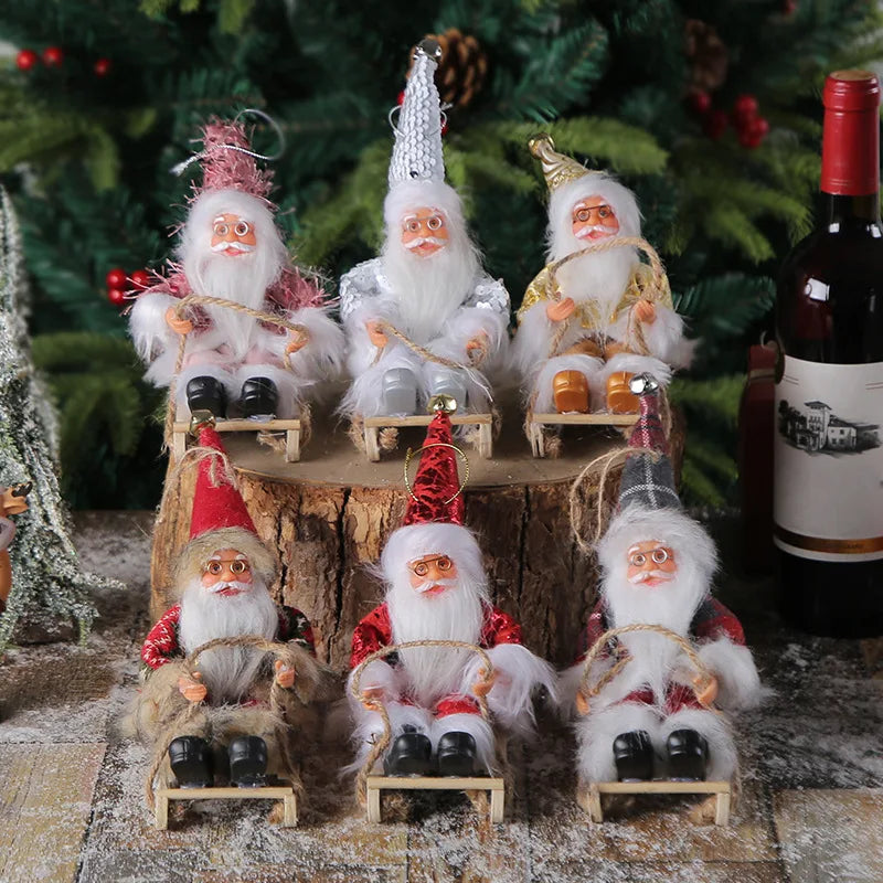 Traîneau de noël, poupée du père noël, décoration d'arbre de noël suspendu, décorations pour la maison, cadeau du nouvel an 2026