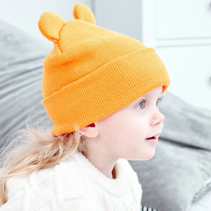Bonnet en laine pour enfants, bonnet au crochet pour enfants, bonnet Skullies pour enfants, document solide pour fille et garçon, mignon et chaud, hiver, 1 à 4 ans