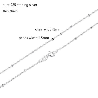 35 cm-80 cm 1mm mince pur 925 perles en argent Sterling gourmette chaîne colliers ras du cou femmes filles bijoux kolye colliers collier ketting