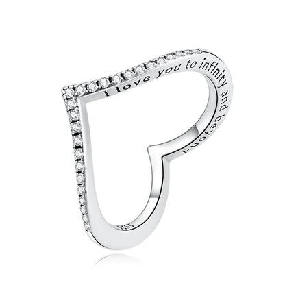WOSTU-Bague empilable en argent regardé 100% pour femme, bijoux à la mode, cadeau original, souhait scintillant, chaud, 925, XCH7649