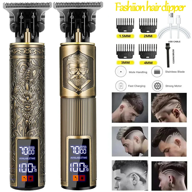 Tondeuse à cheveux électrique Portable USB, charge rapide, Vintage, sans fil, pour barbiers, Machine de coupe de cheveux, nouveauté 2025