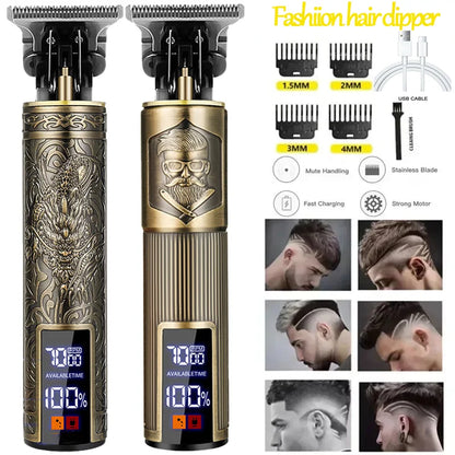 Tondeuse à cheveux électrique Portable USB, charge rapide, Vintage, sans fil, pour barbiers, Machine de coupe de cheveux, nouveauté 2025