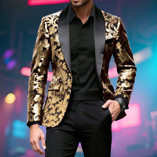 Vêtements d'extérieur pour performance sur scène à bouton unique orné de paillettes brillantes en bleu or vert violet Options pour veste de costume rouge pour hommes
