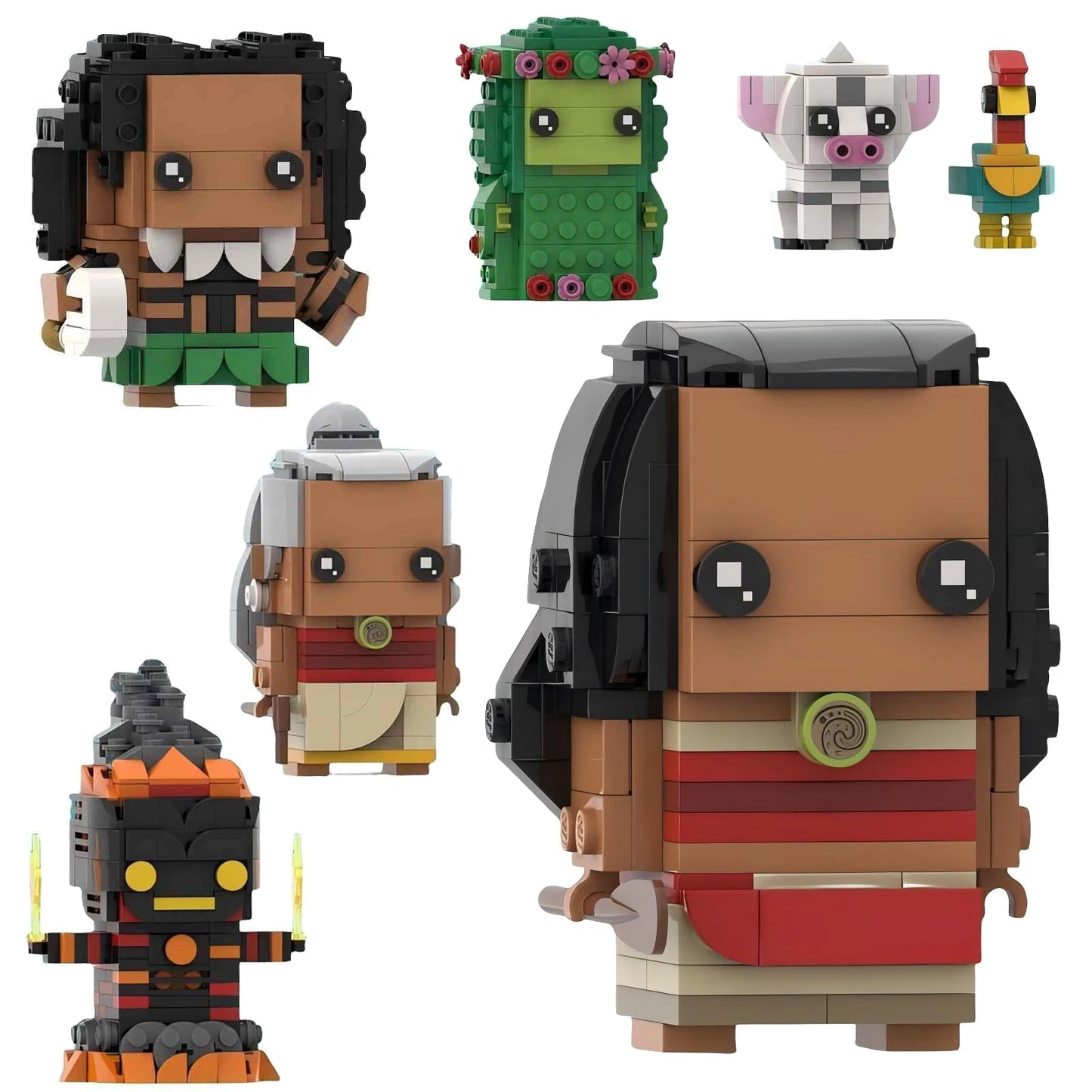 Série d'anime océan merveilleux destin personnage de dessin animé blocs de construction MOC cochon et poulet assemblage modèle Puzzle jouet cadeau d'anniversaire