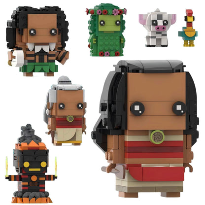 Série d'anime océan merveilleux destin personnage de dessin animé blocs de construction MOC cochon et poulet assemblage modèle Puzzle jouet cadeau d'anniversaire