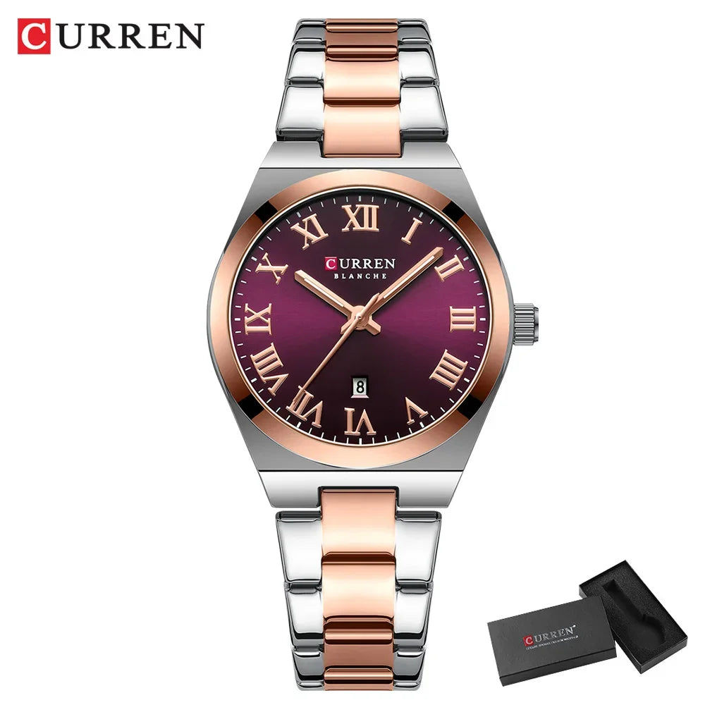 CURREN montre femmes,  Bracelet en acier inoxydable montres analogiques Date