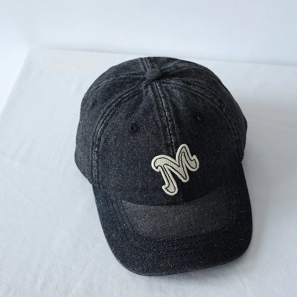 Chapeau de Baseball en Denim avec Lettres Brodées pour Garçon et Fille, Casquette à Visière, Couleur Unie, Protection Solaire, en Coton, Décontracté, pour Enfant, Nouvelle Collection