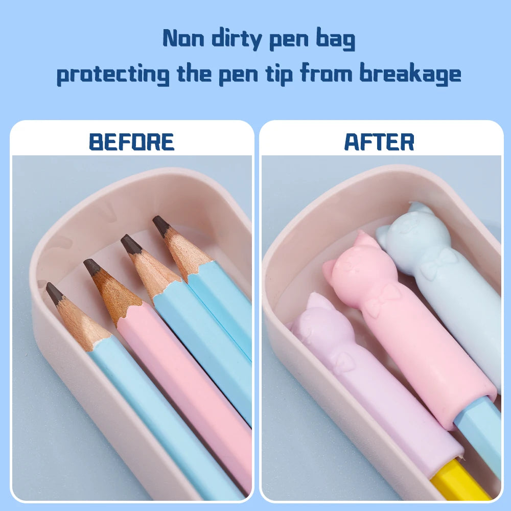 Gommes à crayon en caoutchouc pour chat, 1 à 20 pièces, capuchon de pointe de crayon, Kawaii, lingette propre, stylo mignon, capuchon de décoration, papeterie pour étudiants, fournitures scolaires et de bureau