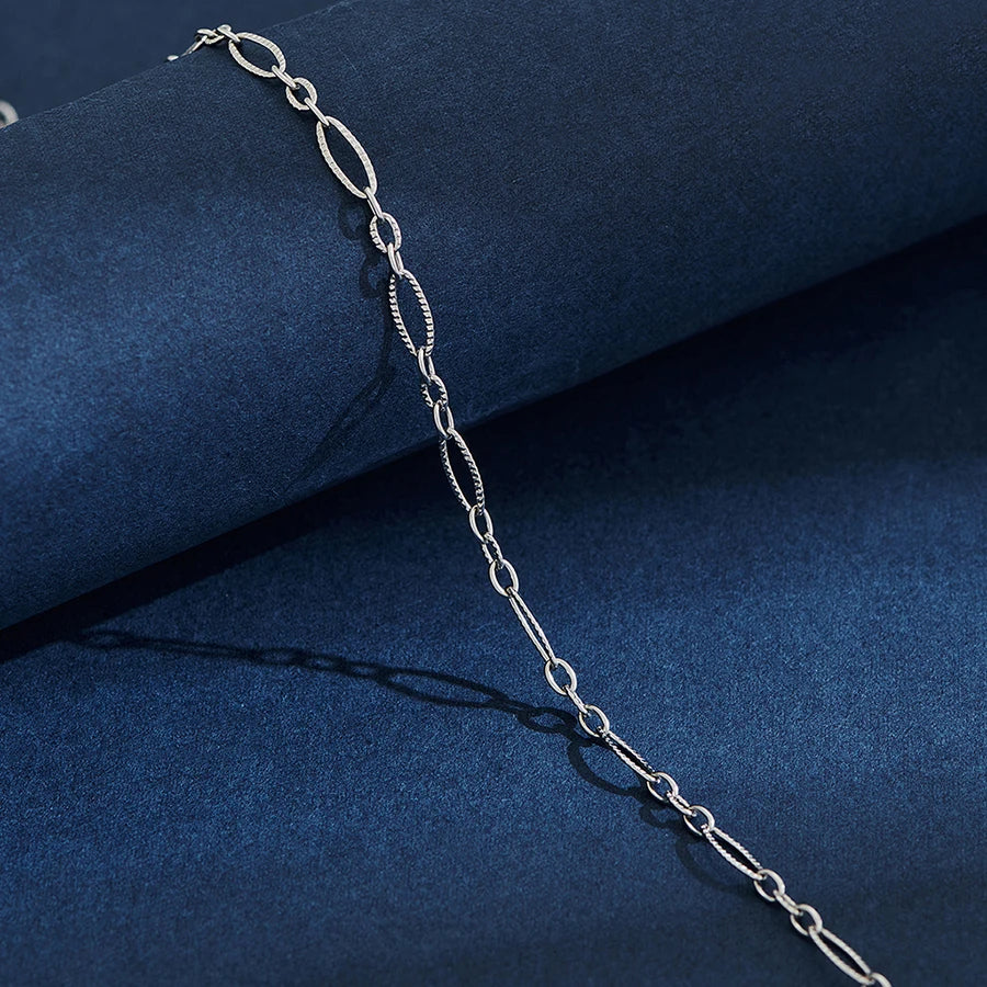 Collier Figaro O JONecklace en acier inoxydable gaufré SION L pour hommes et femmes,