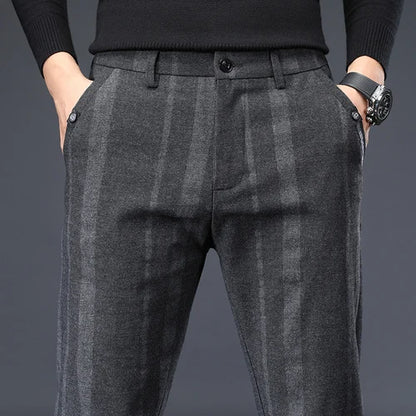 Pantalon décontracté à rayures verticales pour hommes, pantalon décontracté, gris, bleu, noir, nouveau, printemps, automne
