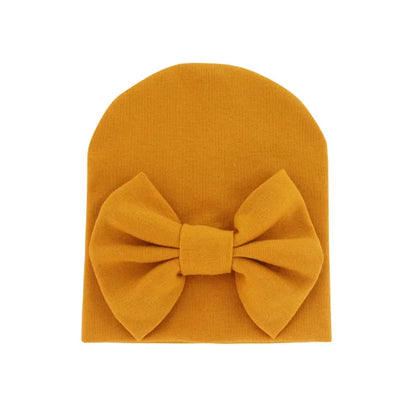 Chapeau avec nœud en coton pour bébé fille, casquette chaude pour nouveau-né, bonnet pour bébé, accessoires solides, 2020