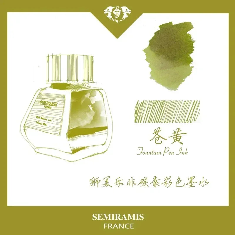 SEMIRAMIS 25 couleurs 30 ml  encre stylo plume sans carbone