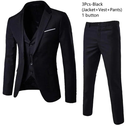 Costumes formels complets Ternos pour hommes, blazers élégants, pantalons et vestes, costume de luxe, vêtements de mariage, affaires, 2 pièces, 3 ensembles