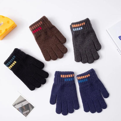 Gants d'hiver pour enfants, mitaines douces tricotées à doigt complet pour garçons de 5 à 12 ans, garde au chaud en plein air, automne