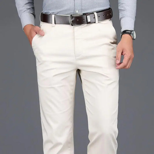 Jean Slim et Décontracté pour Homme, Pantalon Droit de Couleur Unie, Blanc Cassé, à la Mode, Grande Taille, FJ27-38, Été