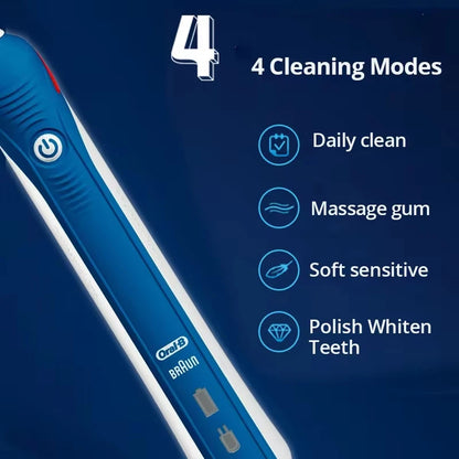 Brosse à dents électrique Oral B originale PRO 4000, capteur de pression 3D, nettoyage quotidien des gencives, soins de blanchiment, Modes douces et sensibles