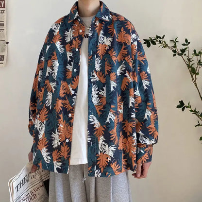 Chemises à col rabattu à manches longues pour hommes, impression Aadt, beau printemps, mode d'été mince, streetwear décontracté, vêtements à boutons
