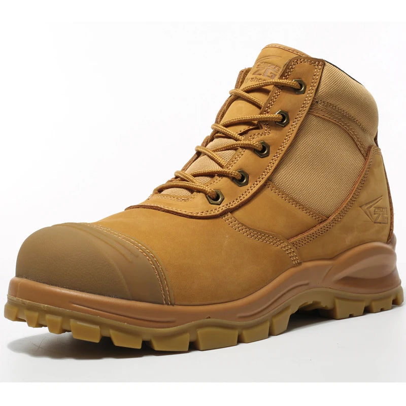 Bottes de sécurité en cuir véritable pour hommes, chaussures de travail indestructibles, chaussures à bout en acier, chaussures de protection de sécurité anti-perforation